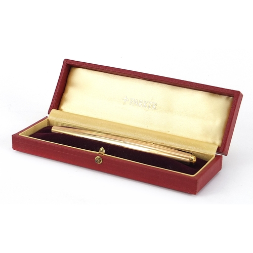 184 - Parker gold plated fountain pen with 14k gold nib and fitted case