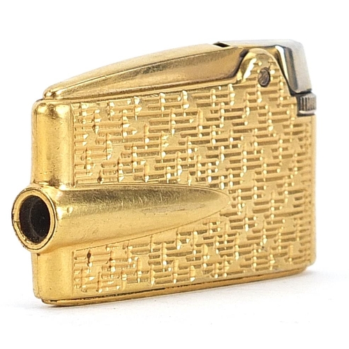 130 - 9ct gold cased Ronson pocket lighter, 6cm wide, total 67g