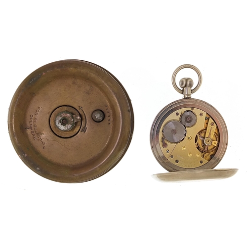 1094 - J C Vickery pocket watch housed in a leather travelling case with easel stand and an eight day clock... 