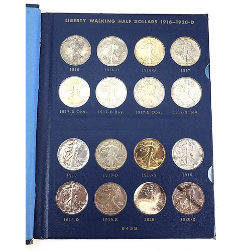 1619 - American coinage including Liberty Walking halves arranged in two unassociated albums and 1993 one o... 