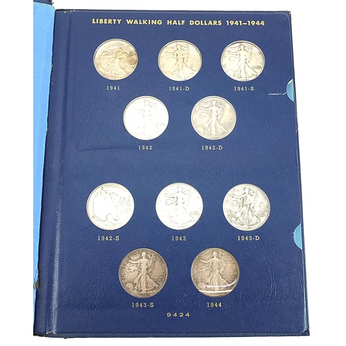 1619 - American coinage including Liberty Walking halves arranged in two unassociated albums and 1993 one o... 