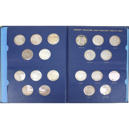 1619 - American coinage including Liberty Walking halves arranged in two unassociated albums and 1993 one o... 