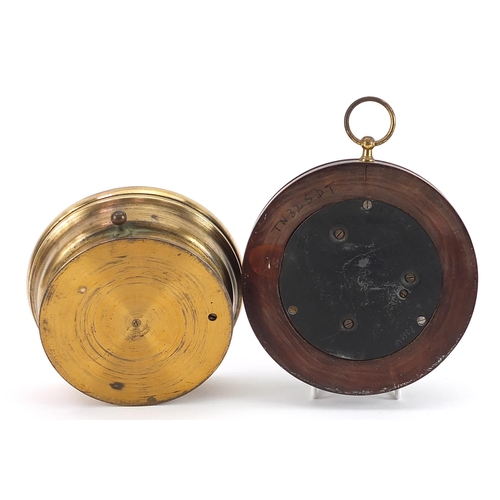 1042 - Two wall barometers comprising mahogany cased example inscribed W Mansell of Lincoln and a brass cas... 