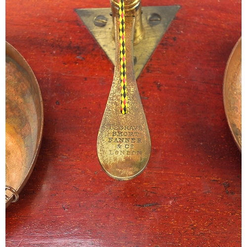 938 - Set of Victorian mahogany and brass postage scales by Fanner & Co of London, 39.5cm high