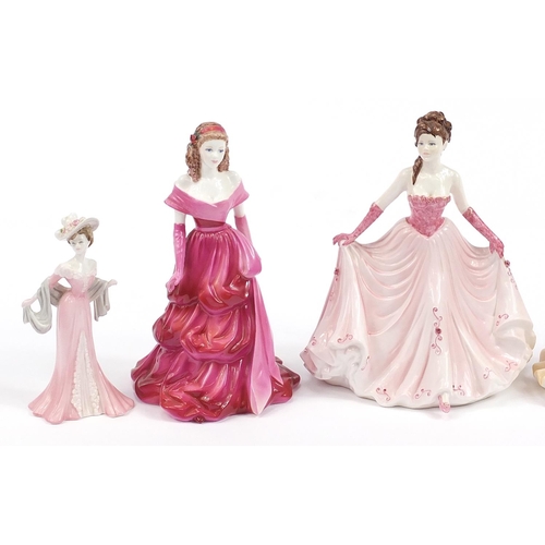 571 - Five collectable figurines including Coalport Ladies of Fashion, the largest 21cm high