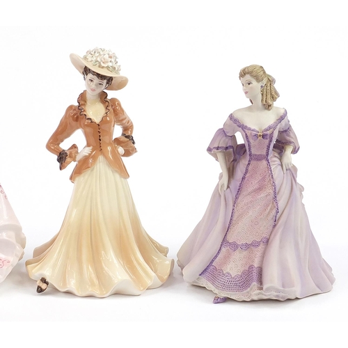 571 - Five collectable figurines including Coalport Ladies of Fashion, the largest 21cm high