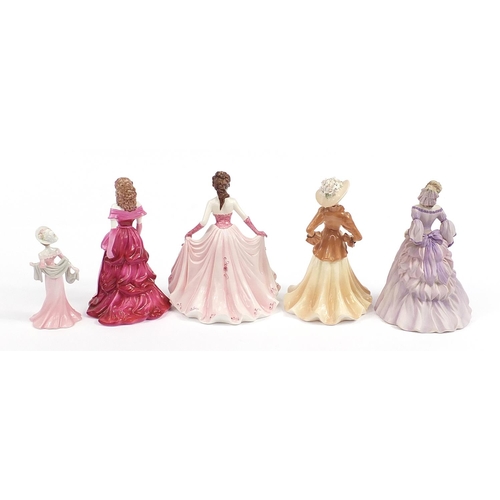 571 - Five collectable figurines including Coalport Ladies of Fashion, the largest 21cm high