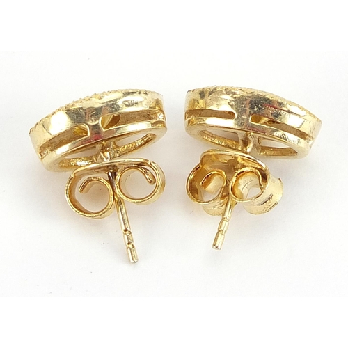 2073 - Pair of Indian silver gilt diamond stud earrings, 1.3cm high, 6.0g