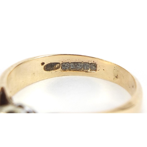 1878 - 9ct gold diamond solitaire ring, size L/M, 3.0g