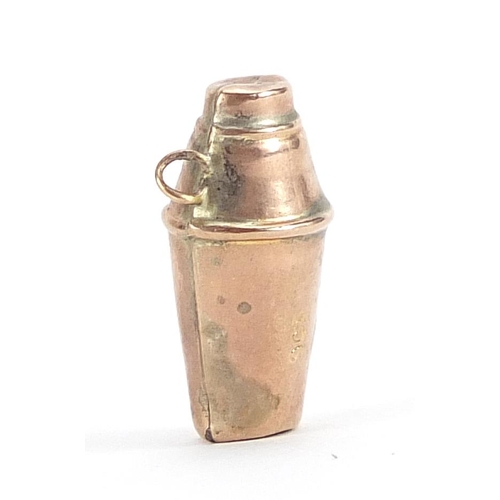 1779 - 9ct gold cocktail shaker charm, 1.5cm high, 0.9g