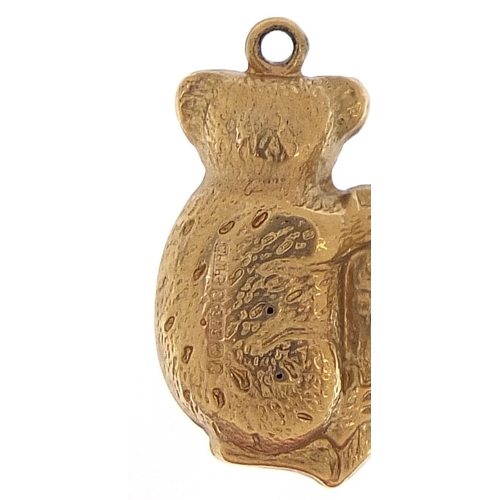 1754 - Two 9ct gold charms comprising ostrich and koala, the largest 1.7cm high, total 1.8g