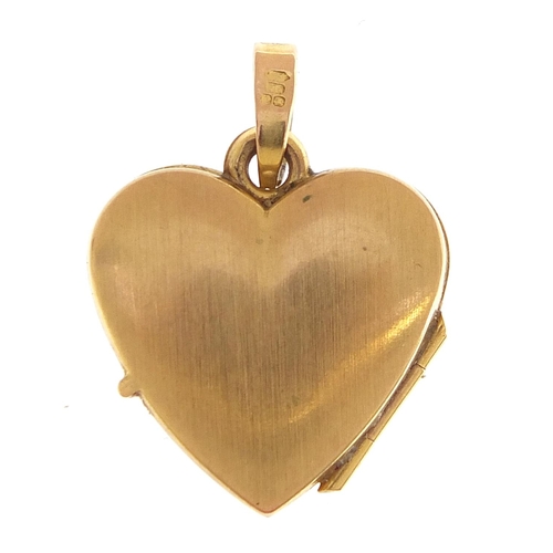 1876 - 9ct two tone gold love heart locket engraved with flowers, 2.1cm high, 1.6g