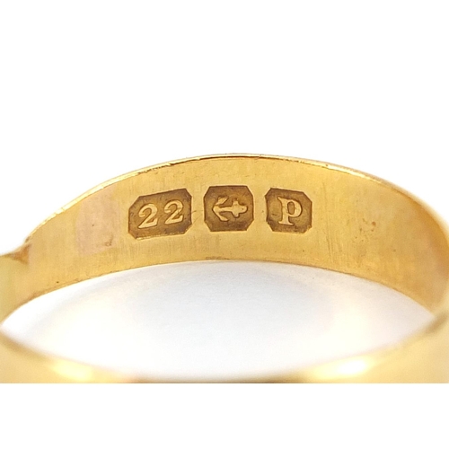 1747 - Victorian 22ct gold wedding band, Birmingham 1864, size O, 2.3g