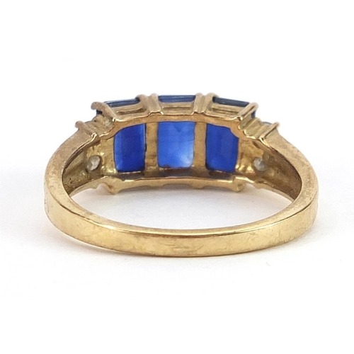 1892 - 9ct gold kyanite and diamond ring with certificate, size N, 2.8g