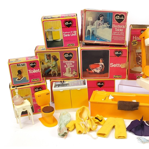 1383 - Collection of Sindy by Pedigree accessories, some with boxes including wardrobe, settee, bed, bedclo... 