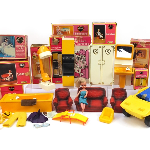 1383 - Collection of Sindy by Pedigree accessories, some with boxes including wardrobe, settee, bed, bedclo... 