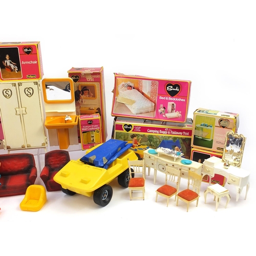 1383 - Collection of Sindy by Pedigree accessories, some with boxes including wardrobe, settee, bed, bedclo... 