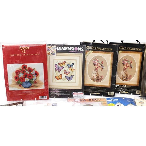 695 - Seventeen as new cross stitch and embroidery kits including The Gold Collection, Flower Fairies and ... 