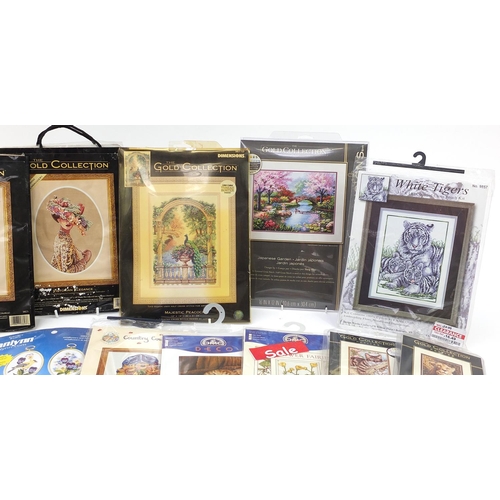 695 - Seventeen as new cross stitch and embroidery kits including The Gold Collection, Flower Fairies and ... 