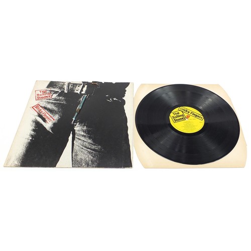 1414 - The Rolling Stones vinyl LP records to comprising Some Girls, Sticky Fingers, Aftermath and Let it B... 