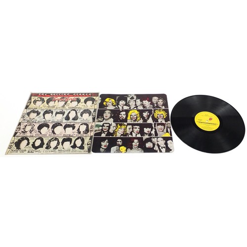 1414 - The Rolling Stones vinyl LP records to comprising Some Girls, Sticky Fingers, Aftermath and Let it B... 