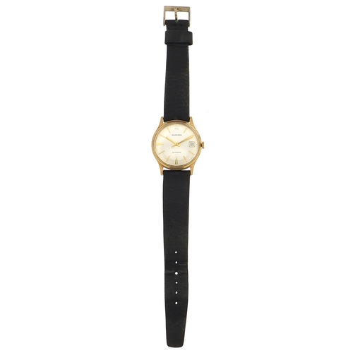 1720 - Garrard, gentlemen's 9ct gold Garrard automatic wristwatch with date aperture, 34mm in diameter