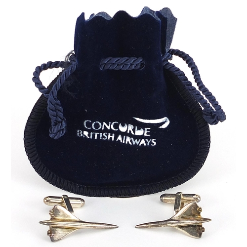 1885 - Links of London, pair of silver Concorde cufflinks with cloth pouch, 3.2cm in length, 9.8g