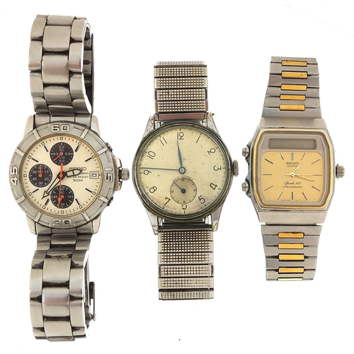 2168 - Three gentlemen's wristwatches comprising Avia, Seiko chronograph and Seiko Sports 100 alarm chronog... 