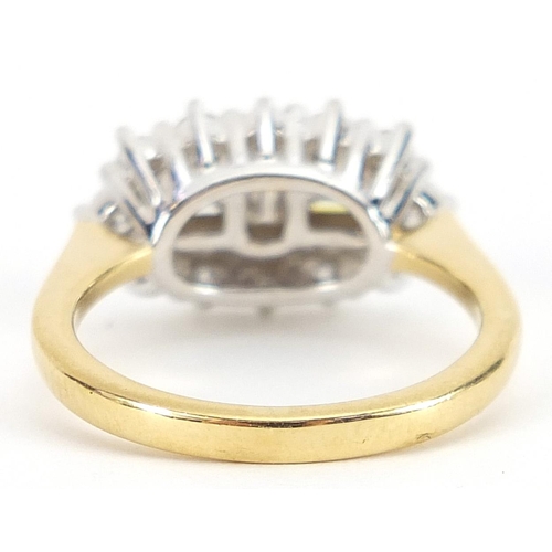 1845 - 18ct gold diamond cluster ring, total diamond weight approximately 0.75 carat, size L/M, 5.5g