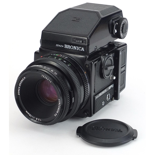 355 - Zenza Bronica ETRSi film camera with 75mm lens and lens attachments