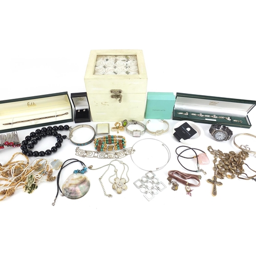 1167 - Vintage and later costume jewellery and wristwatches, some silver including a Tiffany & Co sterling ... 