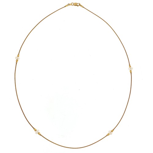 1879 - 9ct gold freshwater pearl necklace, 42cm in length, 3.4g