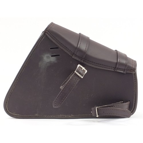 1157 - Rexel brown leather motorbike saddle bag, 36cm wide