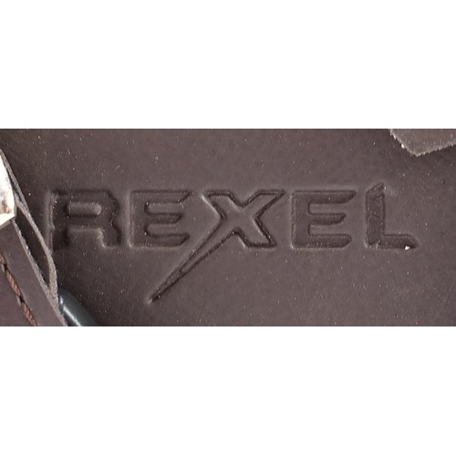 1157 - Rexel brown leather motorbike saddle bag, 36cm wide