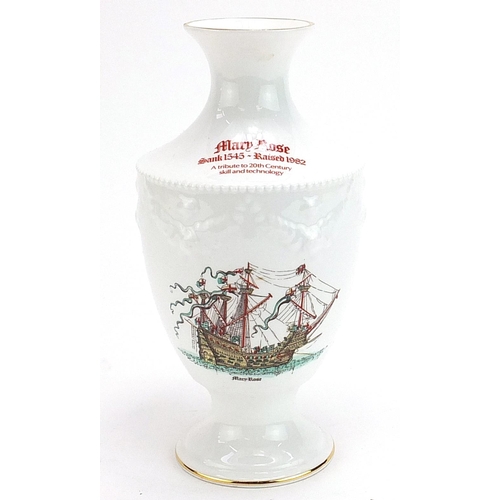 1016 - Royal Grafton porcelain vase commemorating The Mary Rose, with box, 22cm high