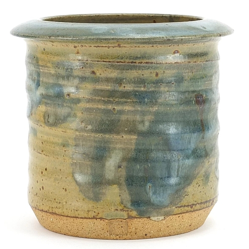 108 - Michael Casson, studio pottery ribbed vase with impressed mark around the foot rim, 12cm high