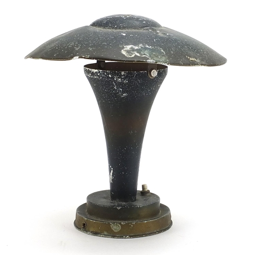 510 - Art Deco patinated metal toadstool design table lamp, 25cm high