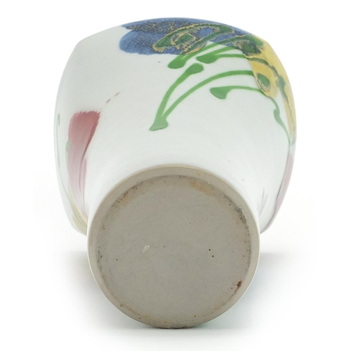 170 - Janice Tchalenko for Dartington, pottery vase hand painted with poppies, impressed mark around the f... 