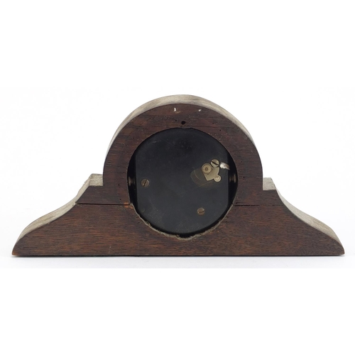 1012 - Vintage Smiths car clock housed in an oak frame, the clock numbered 63.051, 26.5cm wide