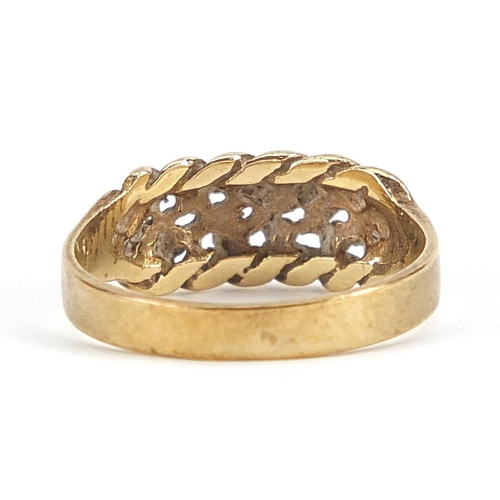 1866 - 9ct gold keeper ring, size O, 3.0g