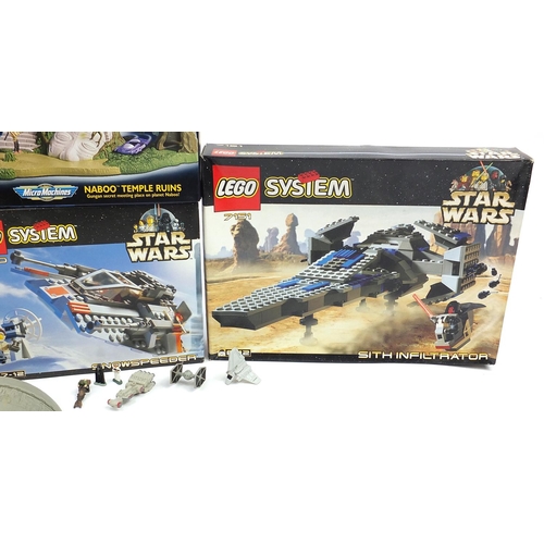 1338 - Star Wars toys with boxes including Lego Systems 7151 and Episode 1 Micro Machines