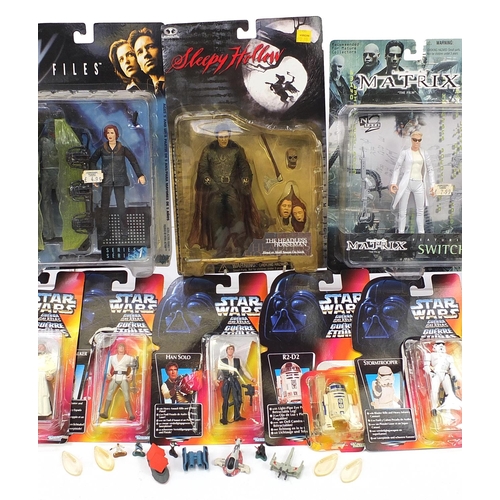 1339 - Action figures with blister packs including Star Wars, X-Files and Matrix