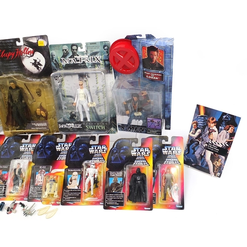 1339 - Action figures with blister packs including Star Wars, X-Files and Matrix