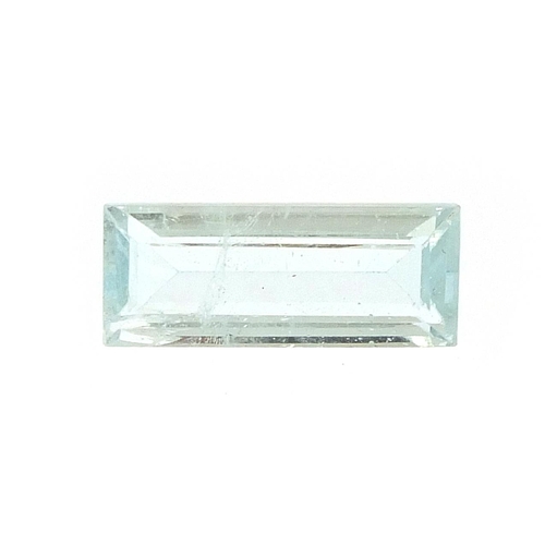 1990 - Emerald cut aquamarine gemstone with certificate, approximately 5.12 carat