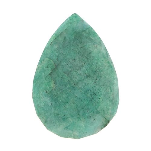 1877 - Large pear cut emerald gemstone with certificate, approximately 199.46 carat