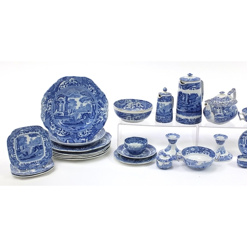 1253 - *WITHDRAWN* Copeland Spode Italian pattern dinner and teaware including teapot, plates and pair of c... 