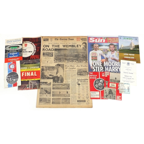 1257 - Football interest ephemera including programmes and Wembley Challenge Cup Competition final tie tick... 