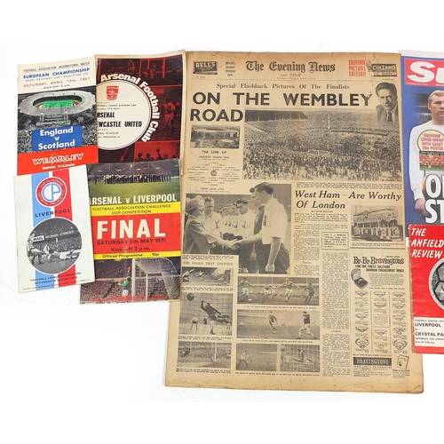 1257 - Football interest ephemera including programmes and Wembley Challenge Cup Competition final tie tick... 