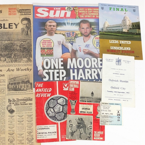 1257 - Football interest ephemera including programmes and Wembley Challenge Cup Competition final tie tick... 