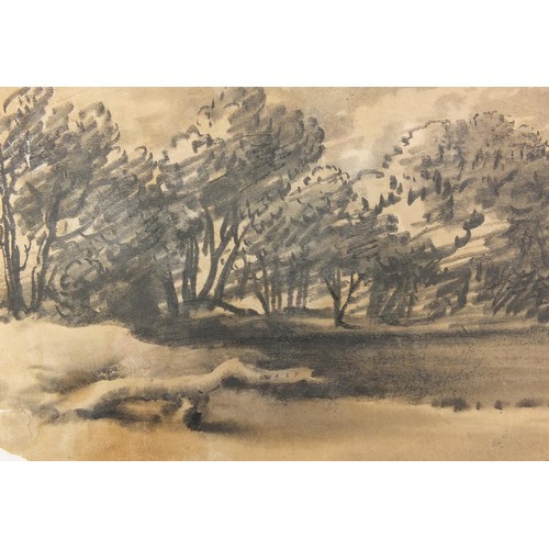 783 - Manner of Thomas Gainsborough - Wooded landscapes, buildings and water, four 18th/19th century Engli... 